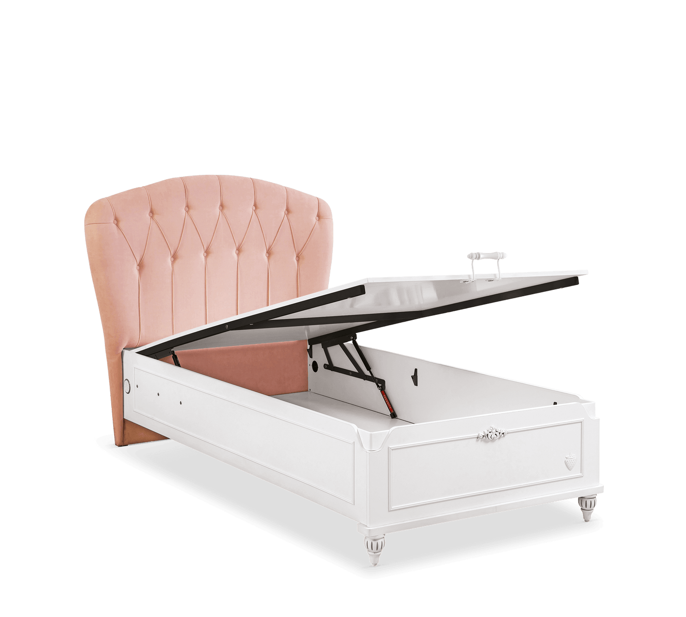 Romantic Fabric Headed Bed With Base [100x200 Cm] - ON ORDER ONLY