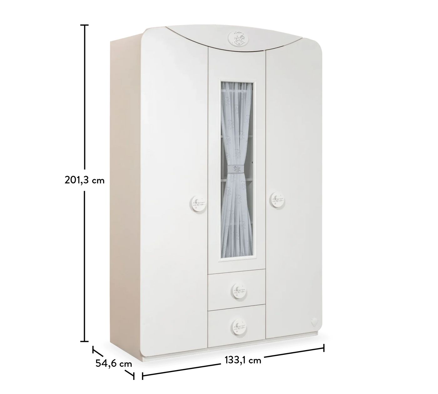 Baby Cotton 3 Doors Wardrobe With Window - ON ORDER ONLY
