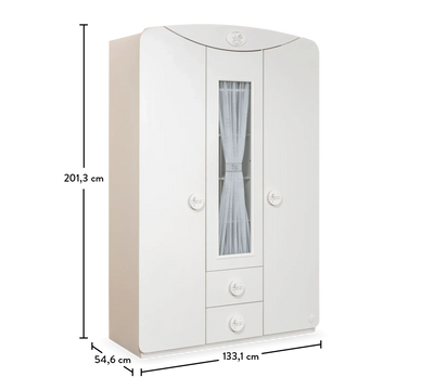 Baby Cotton 3 Doors Wardrobe With Window - ON ORDER ONLY
