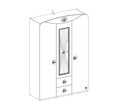 Baby Cotton 3 Doors Wardrobe With Window - ON ORDER ONLY