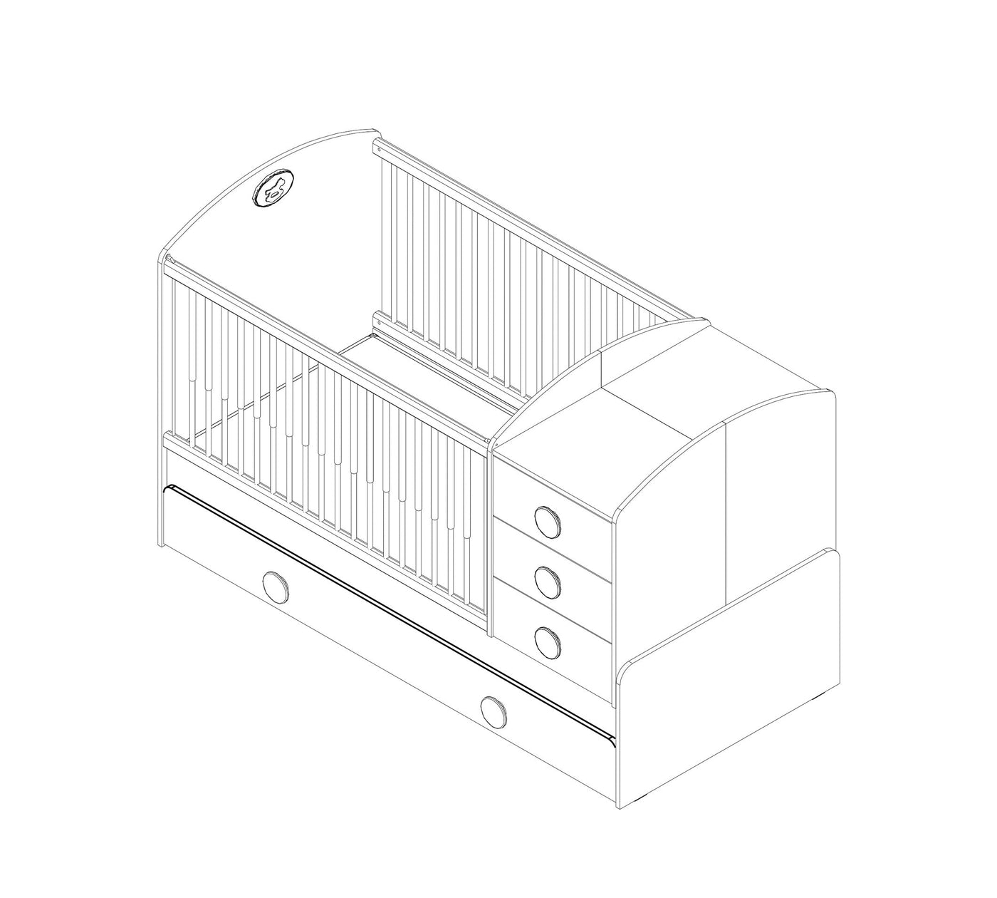 Baby Cotton Sl Convertible Baby Bed [With Parent Bed] [80x180 Cm]