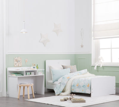 Baby Cotton Convertible Baby Bed With Table White [70x110 -70x140 Cm]