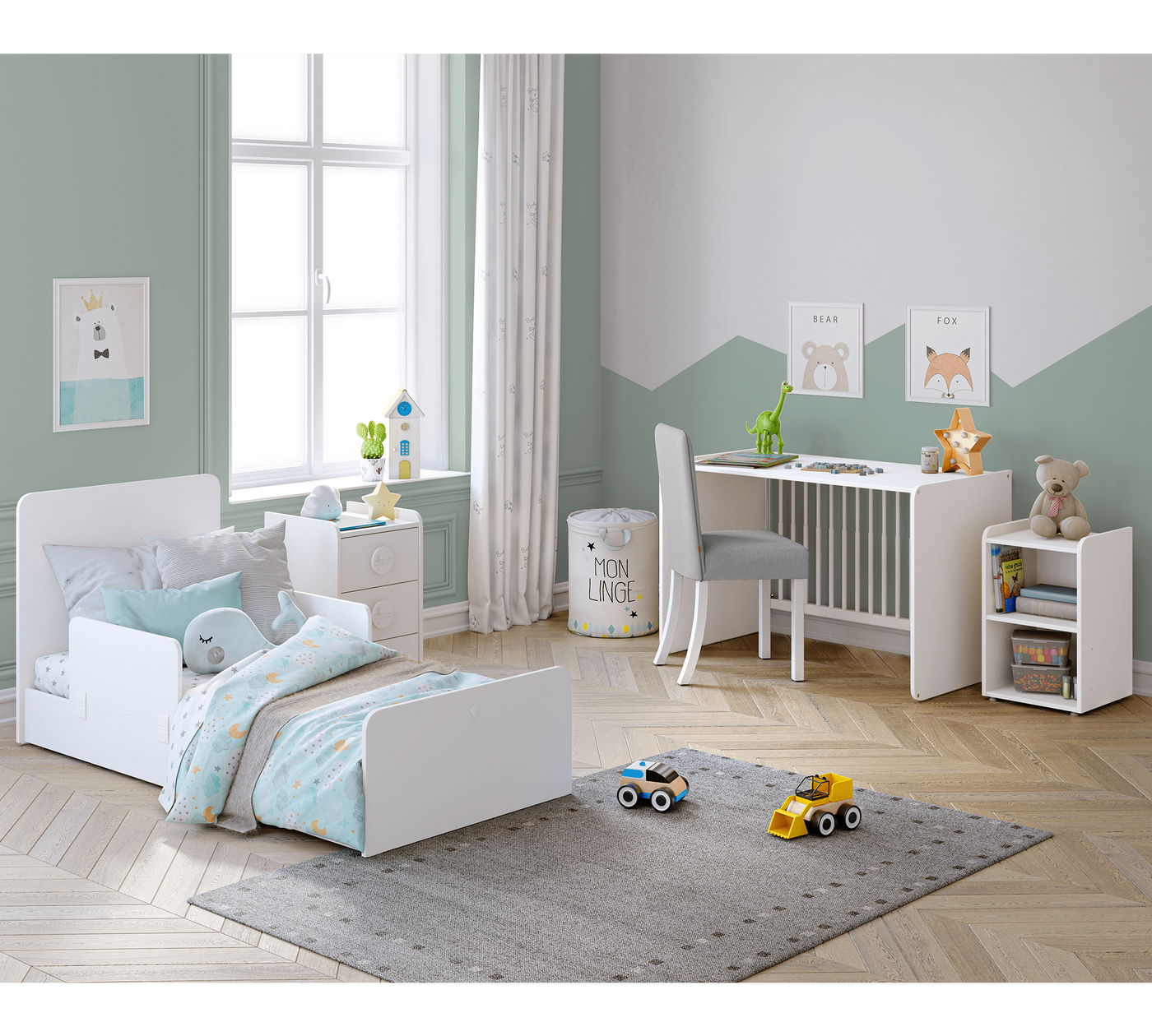 Baby Cotton Swinging-Convertible Baby Bed [70x115 - 70x160 Cm]