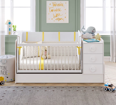 Baby Cotton Swinging-Convertible Baby Bed [70x115 - 70x160 Cm]