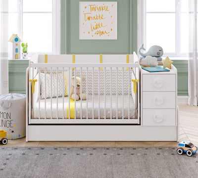 Baby Cotton Swinging-Convertible Baby Bed [70x115 - 70x160 Cm]