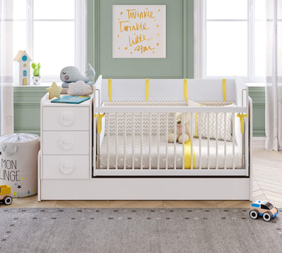 Baby Cotton Swinging-Convertible Baby Bed [70x115 - 70x160 Cm]