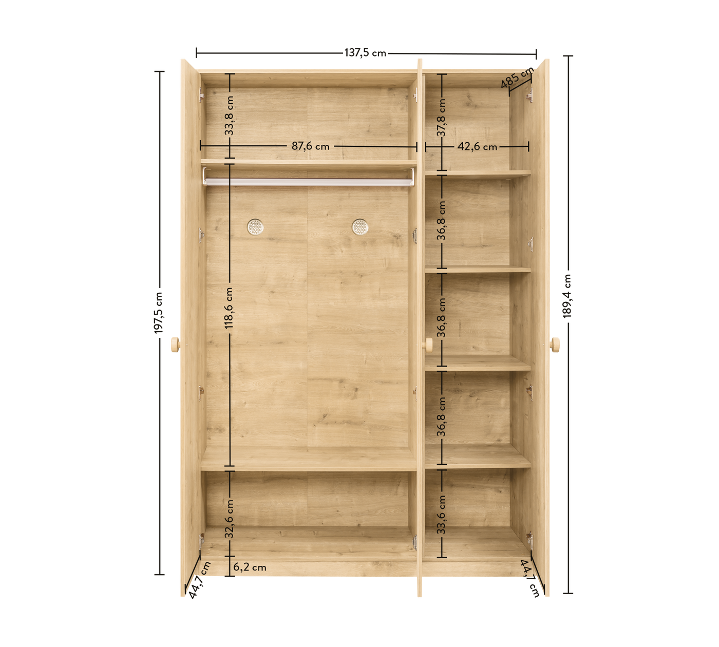 Mocha 3 Doors Wardrobe - ON ORDER ONLY