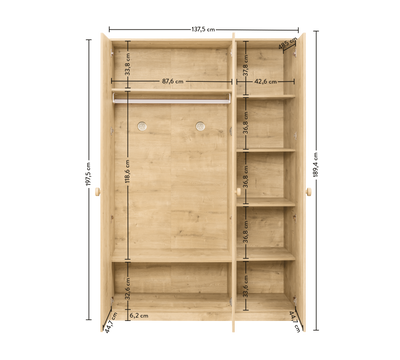 Mocha 3 Doors Wardrobe - ON ORDER ONLY