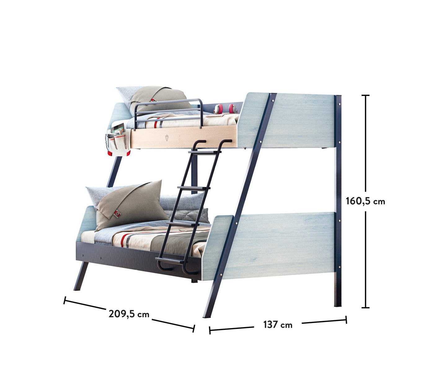 Trio Large Bunk Bed [90x200 - 120x200 Cm]