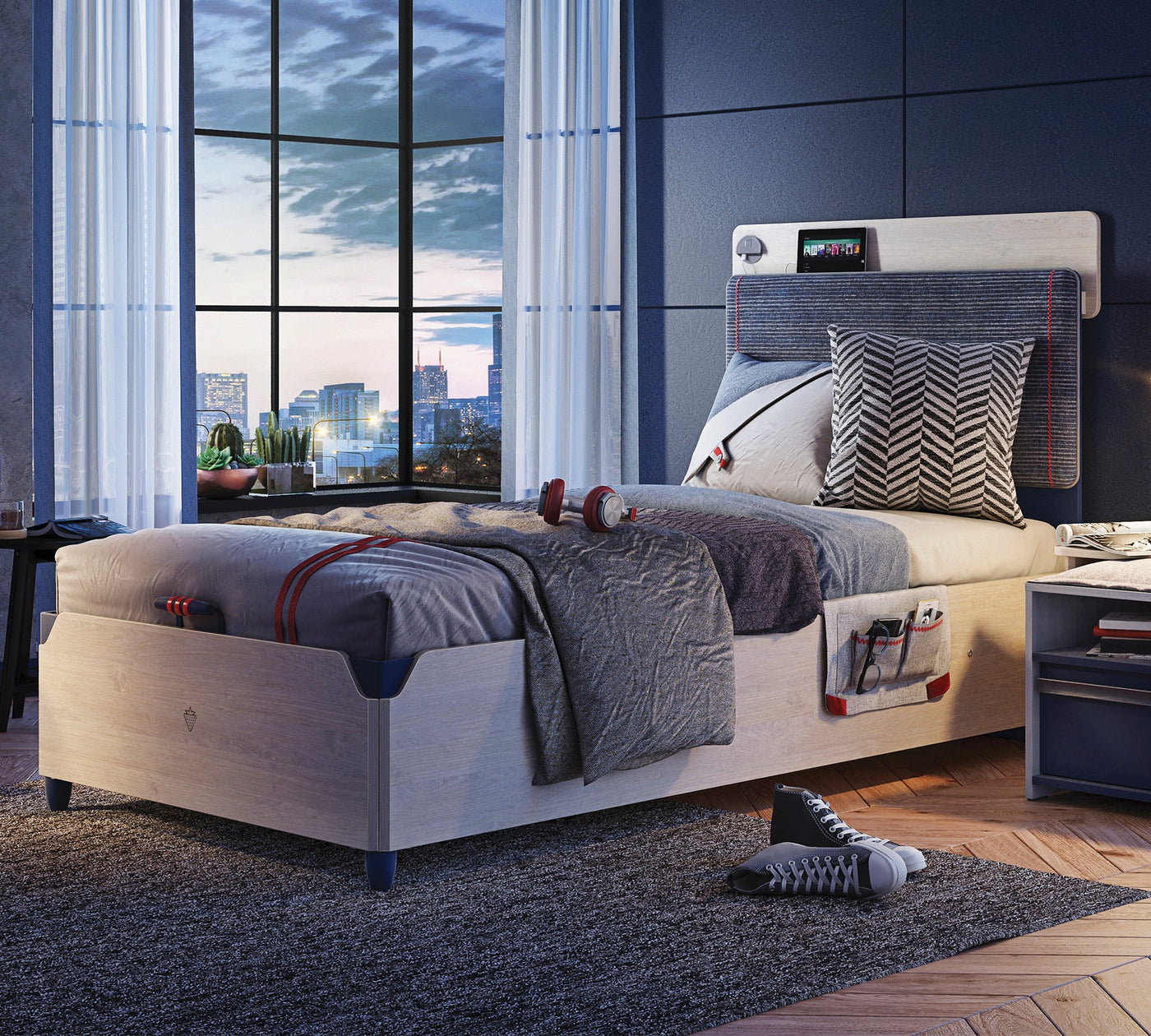 Trio Line Bed With Base [100x200 Cm]