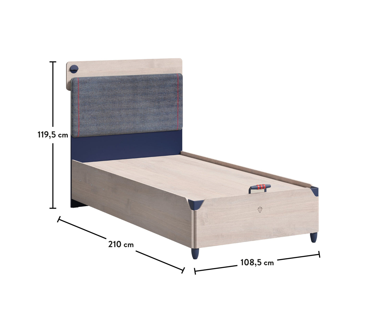Trio Line Bed With Base [100x200 Cm]