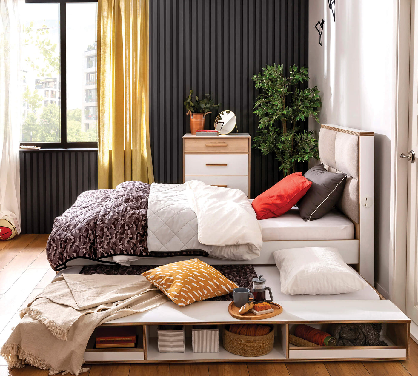 Modera Pull-out Bed With Partitions [90x190 Cm] - ON ORDER ONLY