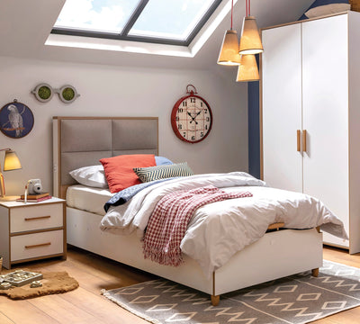 Modera Fabric Headed Bed With Base [100x200 Cm] - ON ORDER ONLY