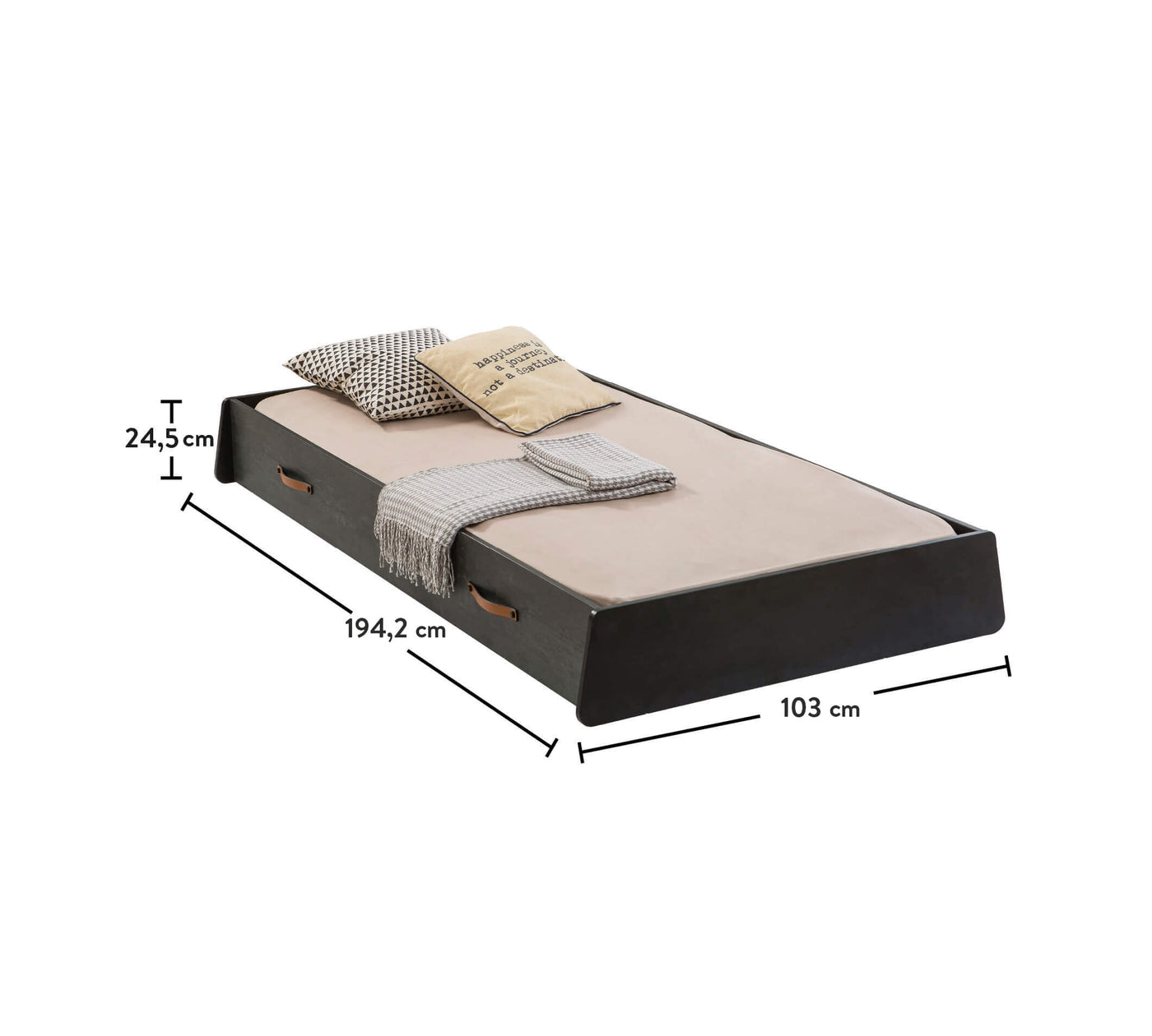 Dark Metal Pull-out Bed [90x190 Cm]
