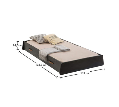 Dark Metal Pull-out Bed [90x190 Cm]