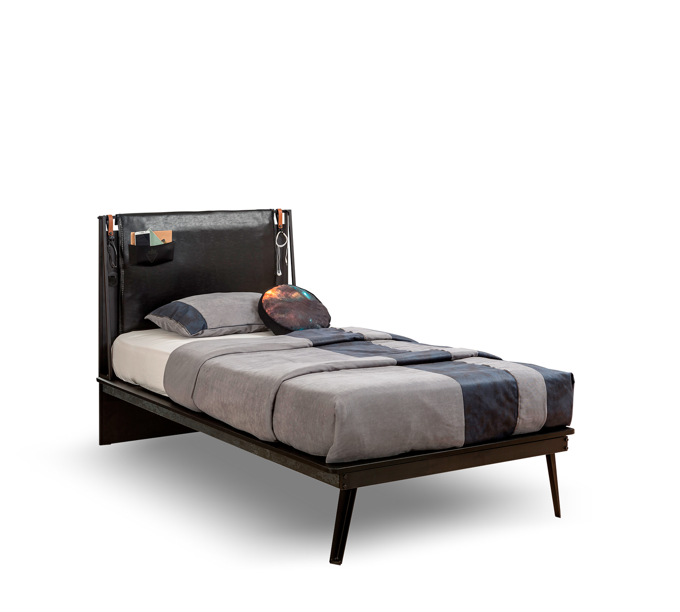 Dark Metal Line Bed [100x200 Cm]