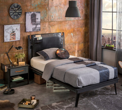Dark Metal Line Bed [100x200 Cm]