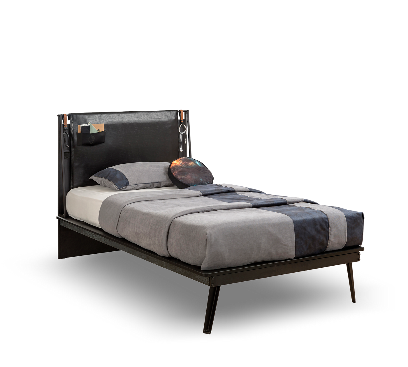 Dark Metal Line Bed [120x200 Cm]
