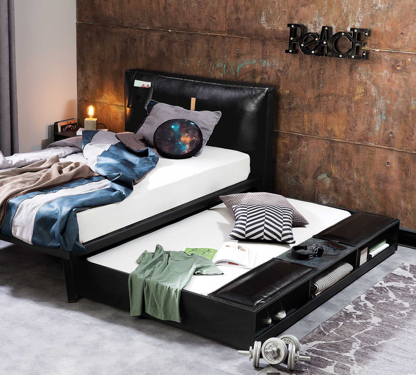 Dark Metal Pull-out Bed [90x190 Cm] - ON ORDER ONLY