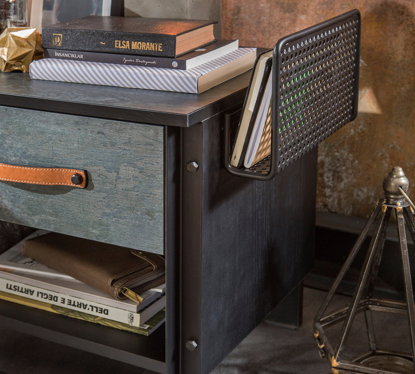 Dark Metal Nightstand