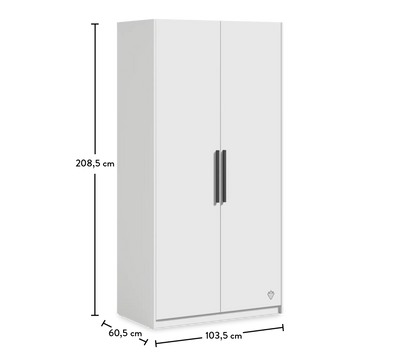 White 2 Doors Wardrobe