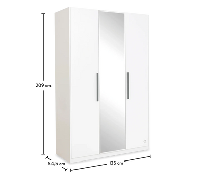 White 3 Doors Wardrobe - New