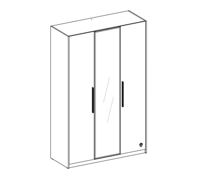 White 3 Doors Wardrobe - New