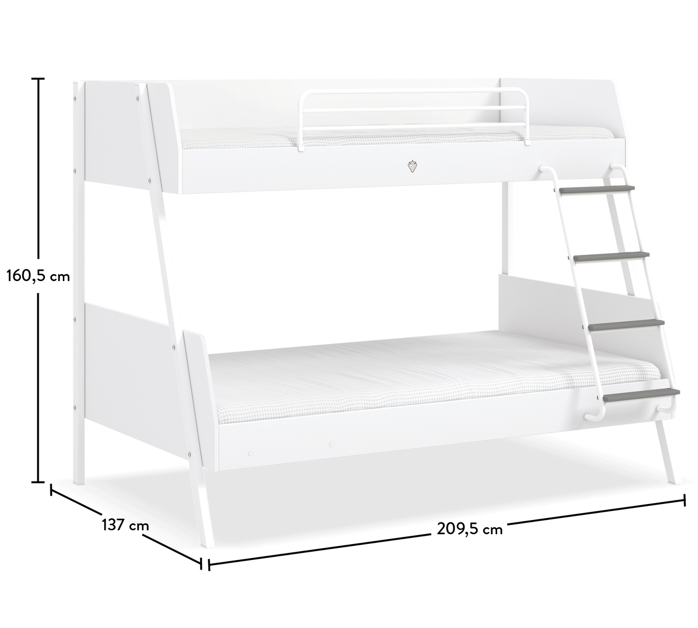 White Large Bunk Bed [90x200-120x200 Cm]