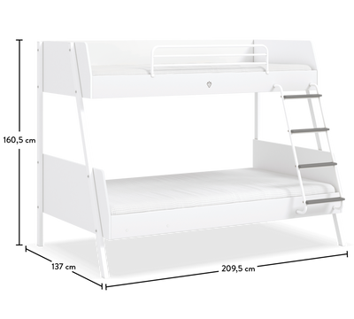 White Large Bunk Bed [90x200-120x200 Cm]