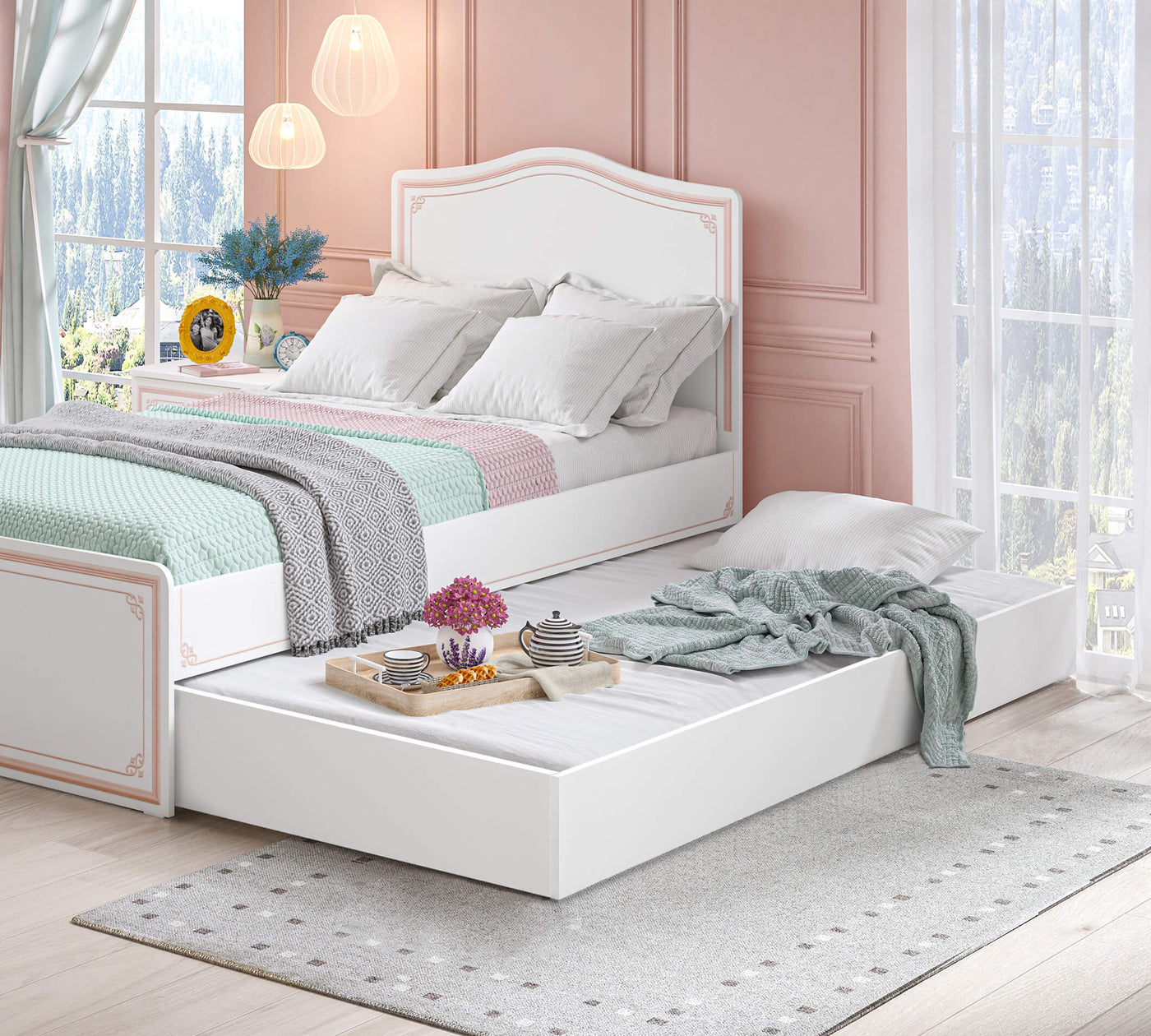 Selena Pink Pull-out Bed [90x190 Cm]