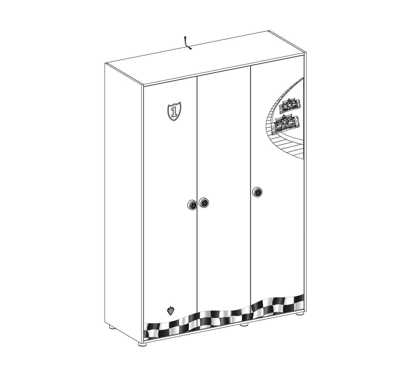 Race Cup 3 Doors Wardrobe
