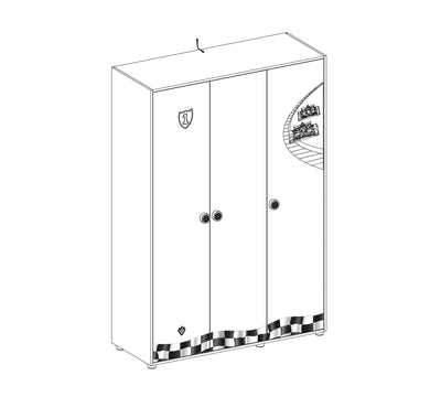 Race Cup 3 Doors Wardrobe