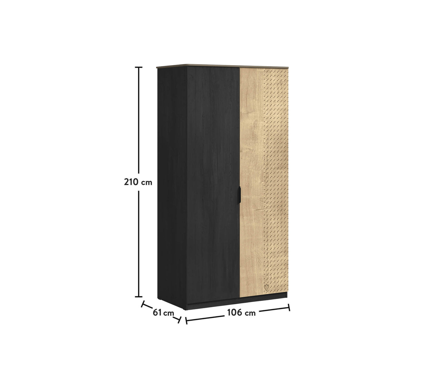 Black 2 Doors Wardrobe