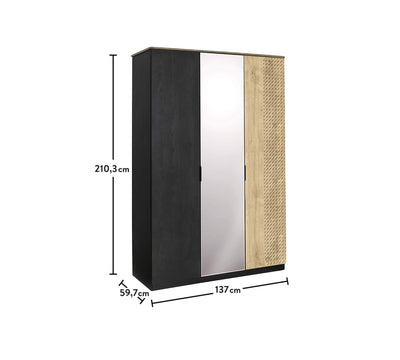 Black 3 Doors Wardrobe