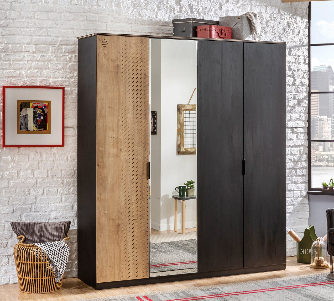 Black 4 Doors Wardrobe - ON ORDER ONLY
