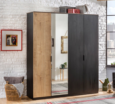 Black 4 Doors Wardrobe - ON ORDER ONLY