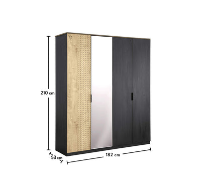 Black 4 Doors Wardrobe - ON ORDER ONLY