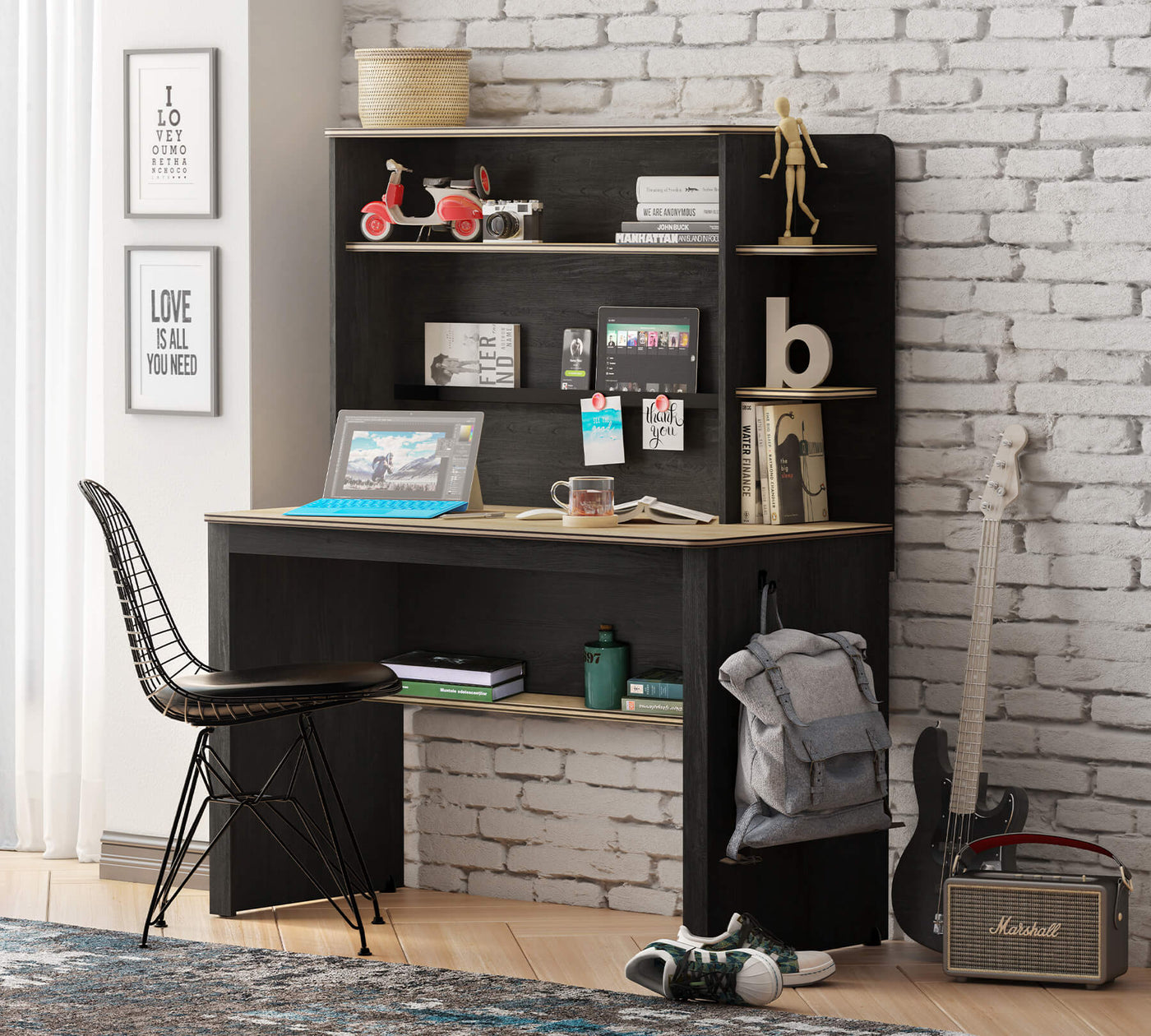 Black Line Study Desk
