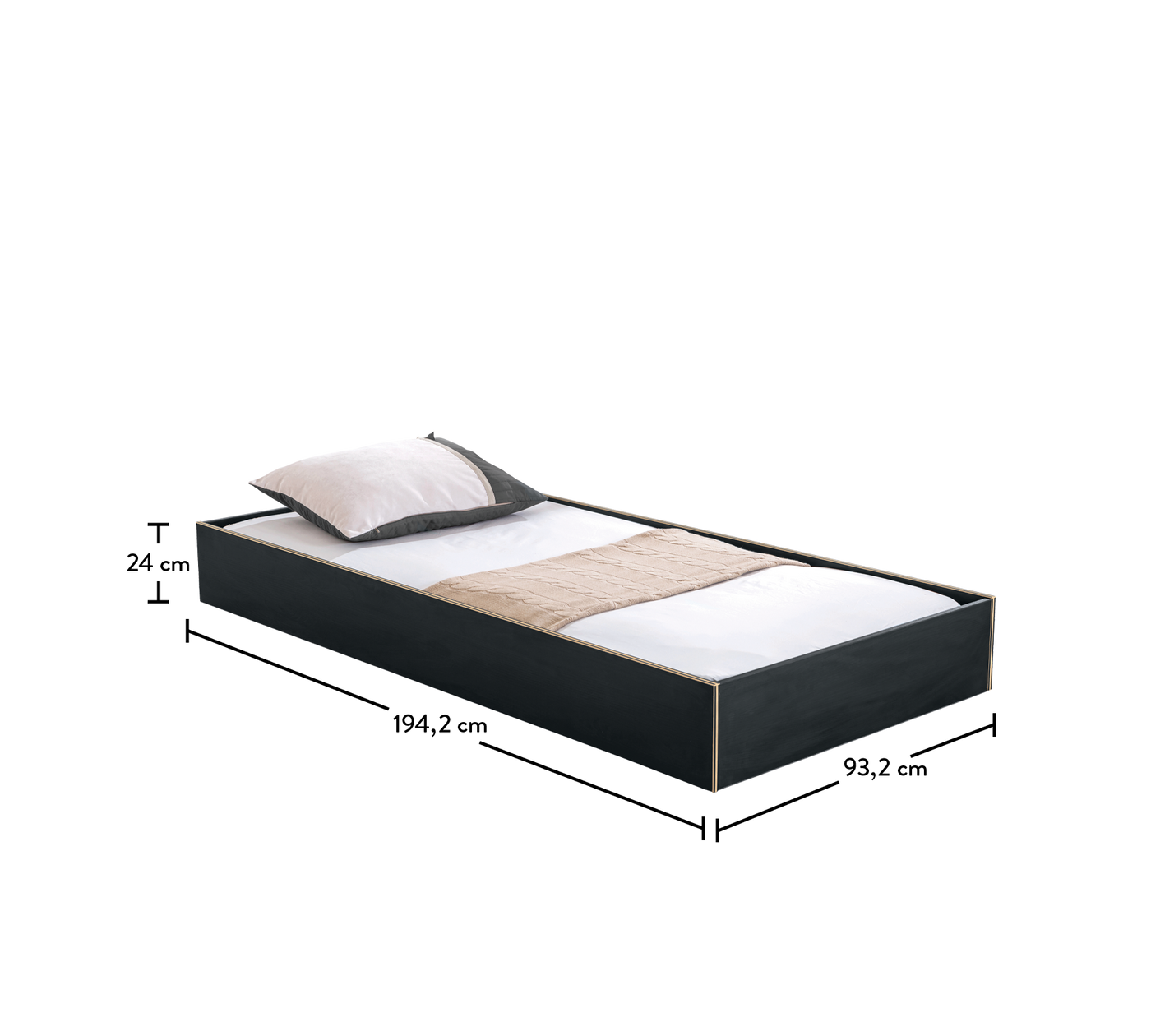 Black Pull-out Bed [90x190 Cm]