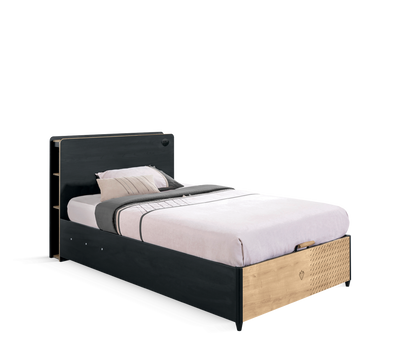 Black Bed With Base [120x200 Cm] - ON ORDER ONLY