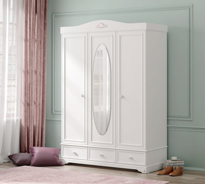 Rustic White 3 Doors Wardrobe - ON ORDER ONLY