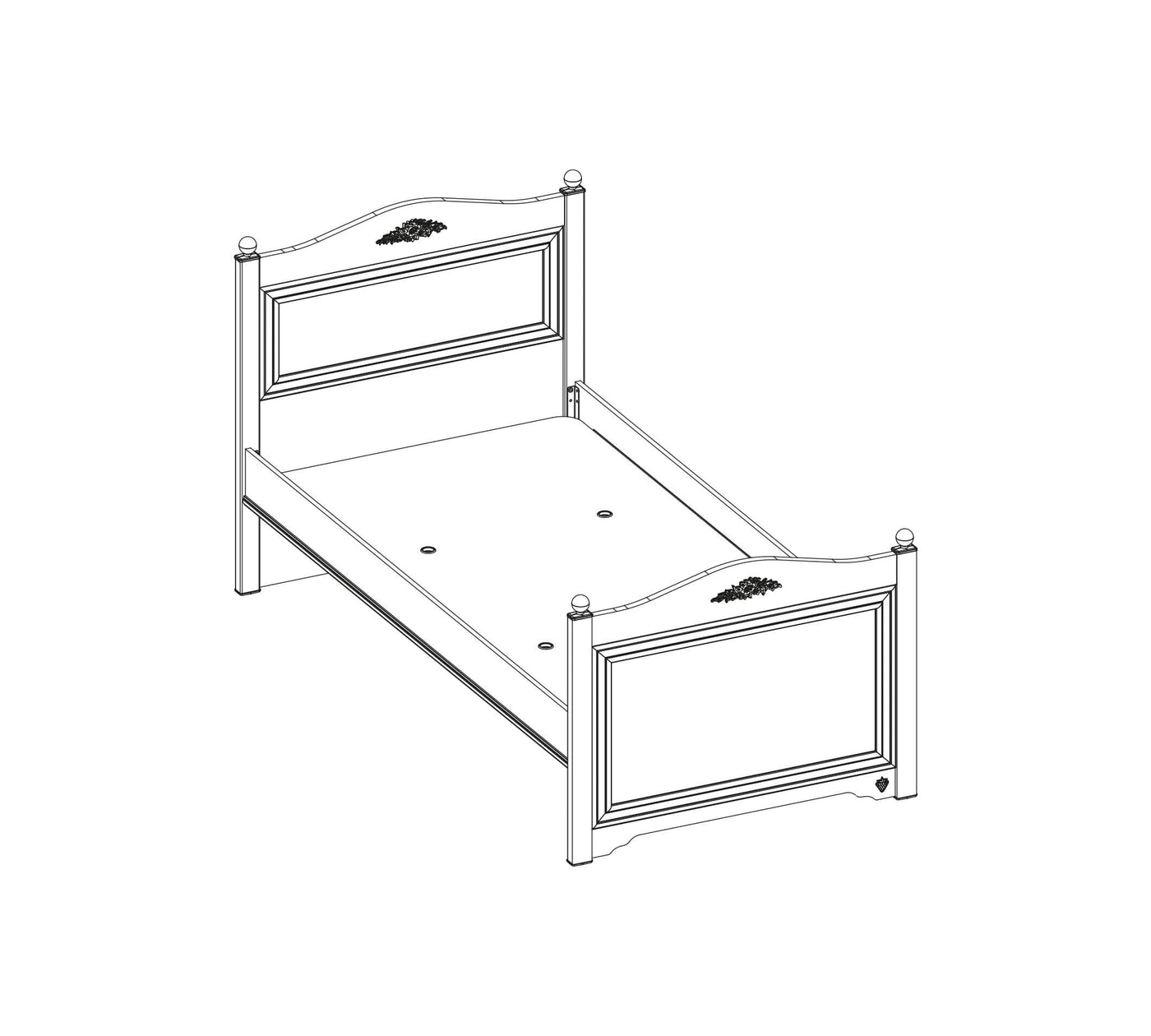 Rustic White Bed [100x200 Cm] - ON ORDER ONLY