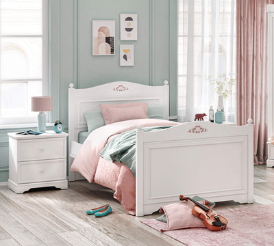 Rustic White Bed [120x200 Cm] - ON ORDER ONLY