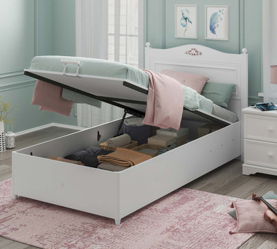 Rustic White Bed With Base [100x200 Cm] - ON ORDER ONLY