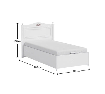 Rustic White Bed With Base [100x200 Cm] - ON ORDER ONLY