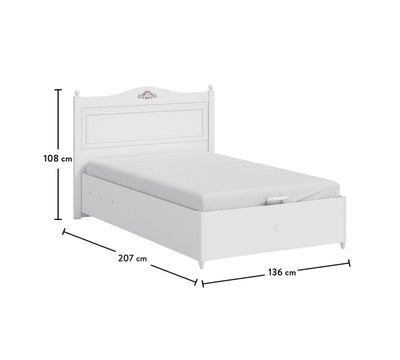 Rustic White Bed With Base [120x200 Cm] - ON ORDER ONLY