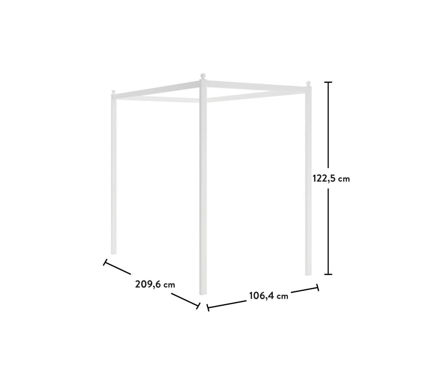 Rustic White Bed Canopy Pole [100x200 Cm] - ON ORDER ONLY