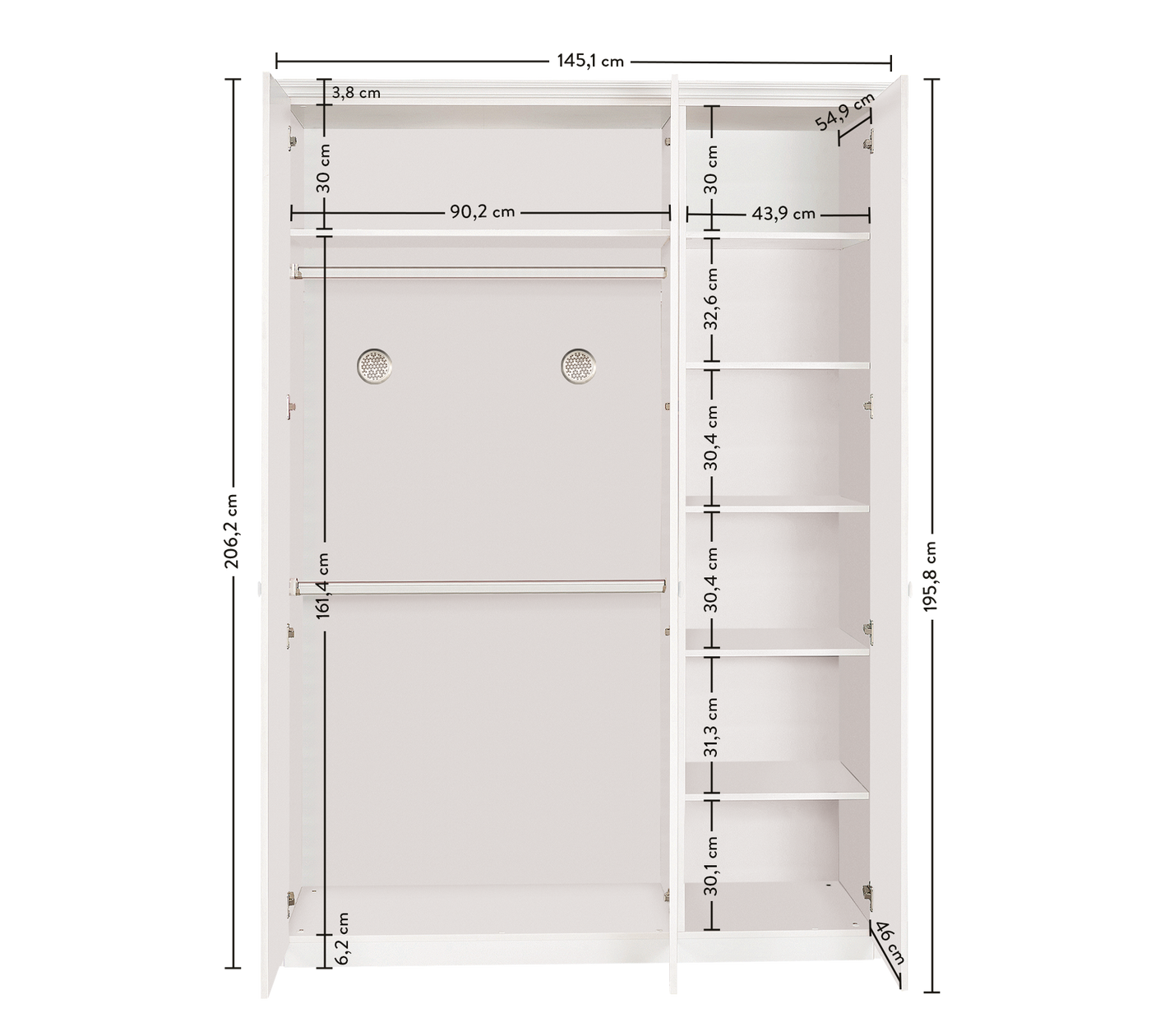 Selena Grey 3 Doors Wardrobe