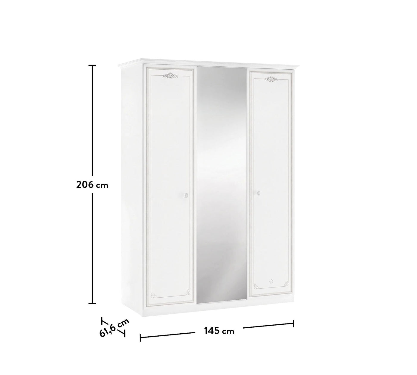 Selena Grey 3 Doors Wardrobe