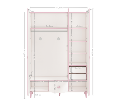 Princess 3 Doors Wardrobe - ON ORDER ONLY